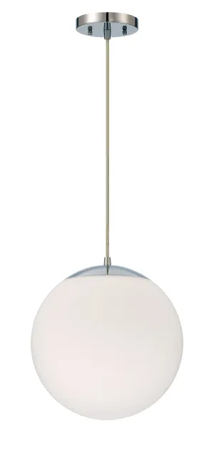 Gaze 1 Light 12" Pendant in Chrome (White Glass)