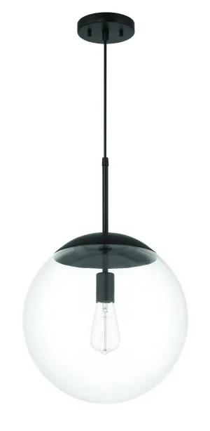 Gaze 14" 1 Light Round Pendant in Flat Black