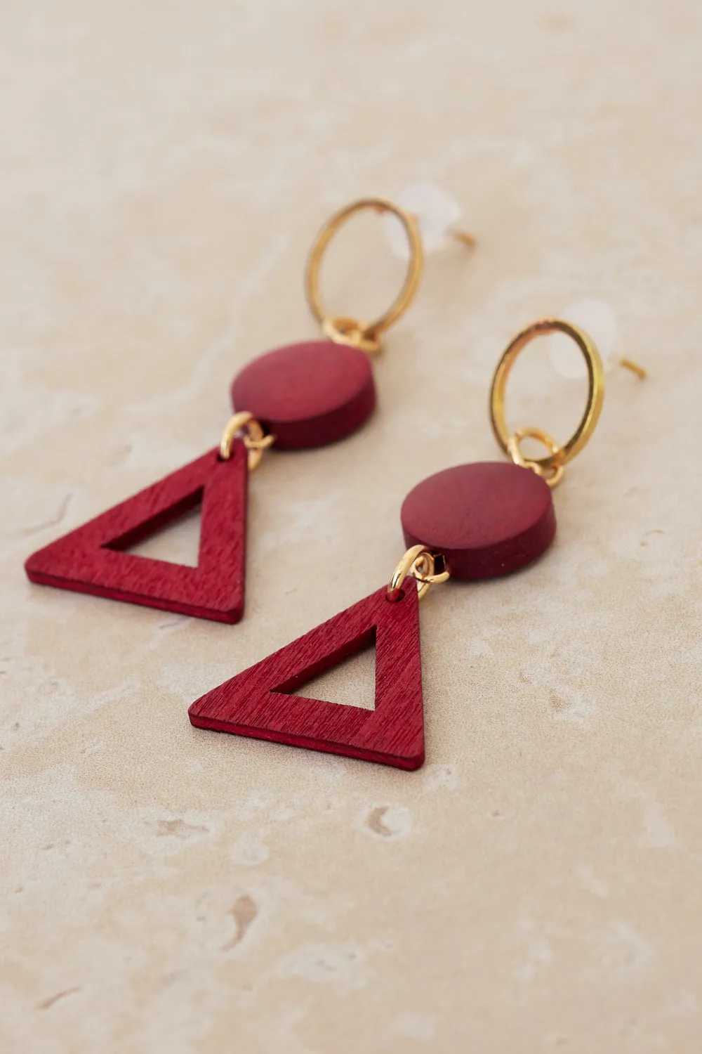 Geometric Style Earrings - Red