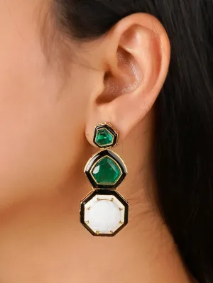 Green Color Gold Plated Contemporary Earrings - CC-EAR9W