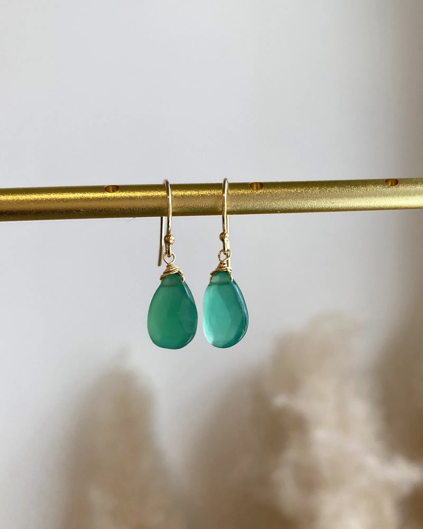 Green Onyx Simple Earrings