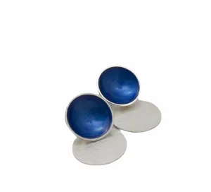 Halo Medium Enamel Studs with Textured Silver Drop Detail