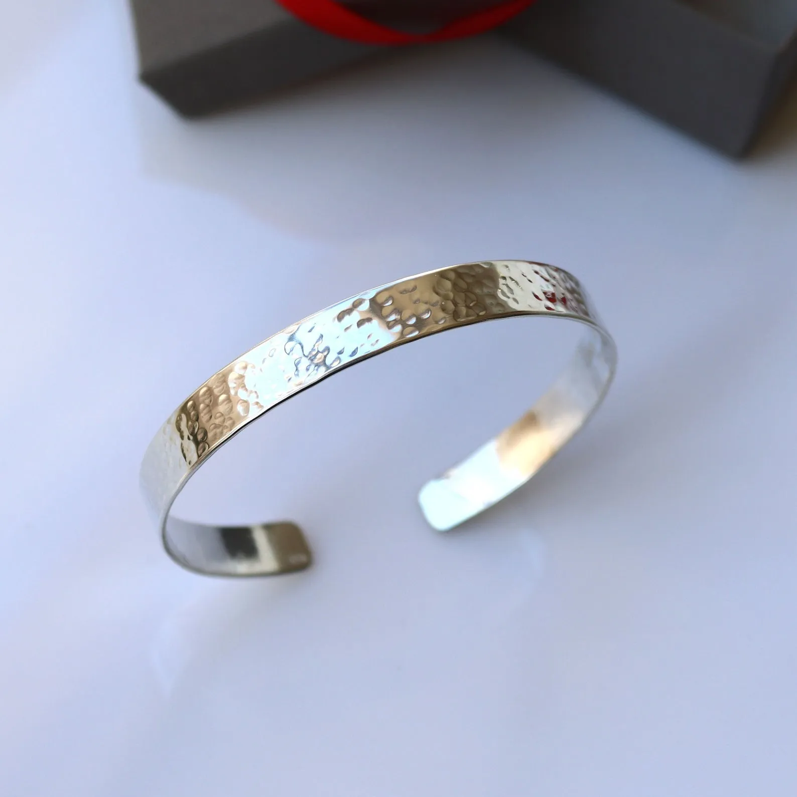 Hammered Sterling Silver Bracelet - Hidden Message Cuff