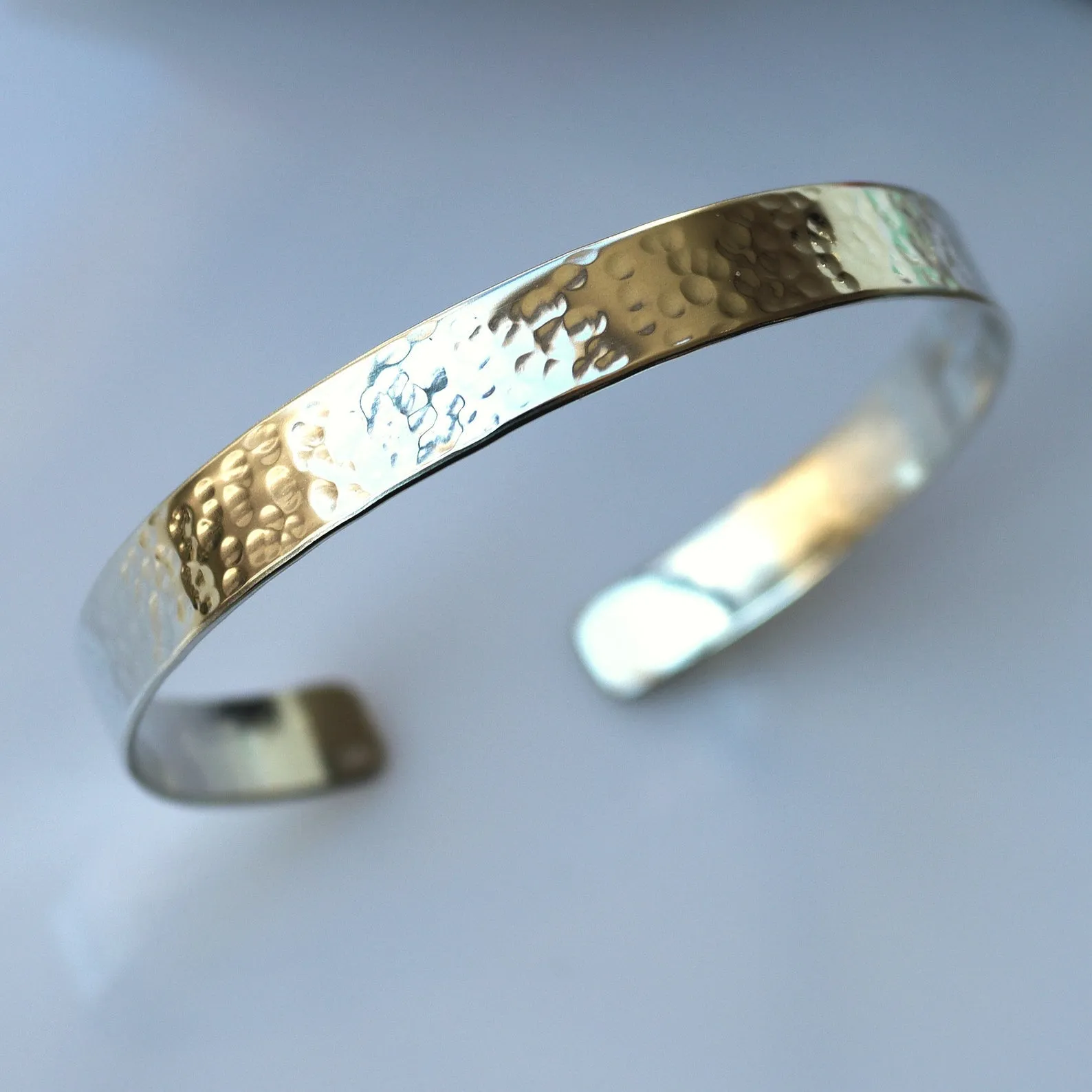 Hammered Sterling Silver Bracelet - Hidden Message Cuff