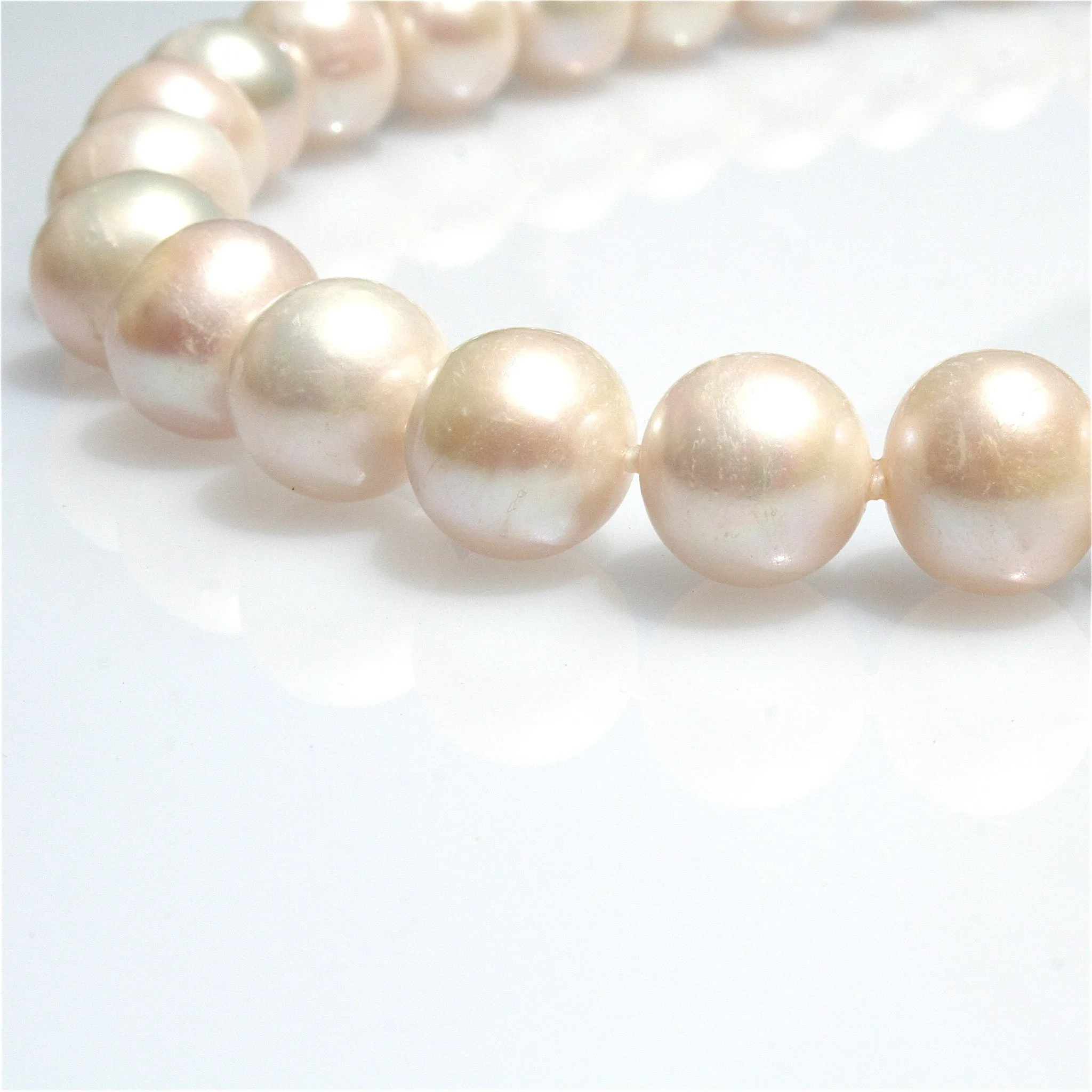 Hand Knotted Silk Pearl Necklace with Sterling Silver Clasp