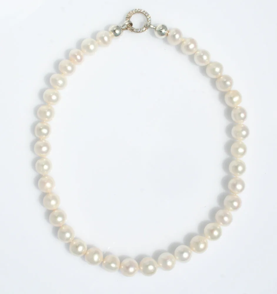 Hand Knotted Silk Pearl Necklace with Sterling Silver Clasp