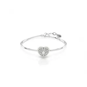 Hyperbola White Rhodium Plated Heart Bangle 5684385