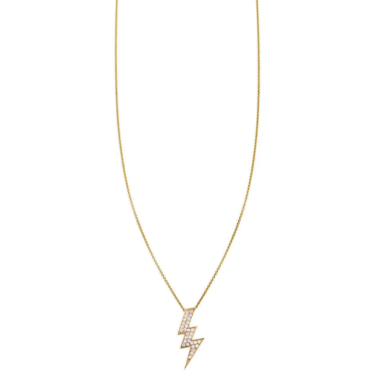 Large White Diamond Lightning Bolt Necklace