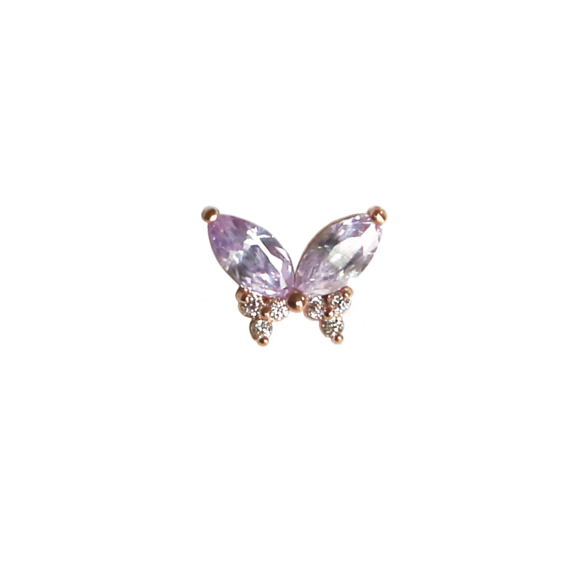 Lilac Butterfly Stud | 14K Rose Gold