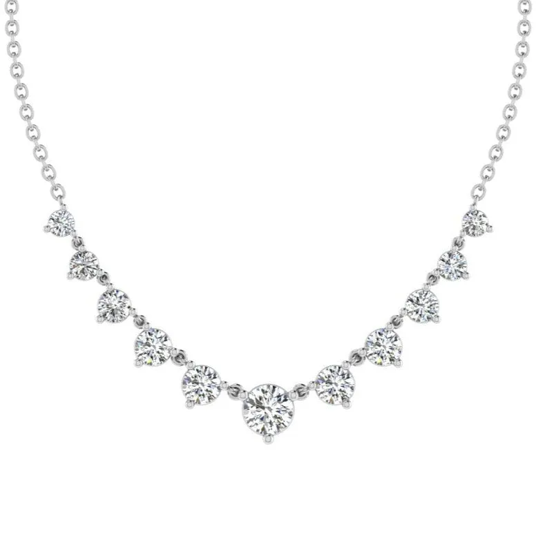 Linked Diamond Tennis Necklace White Gold