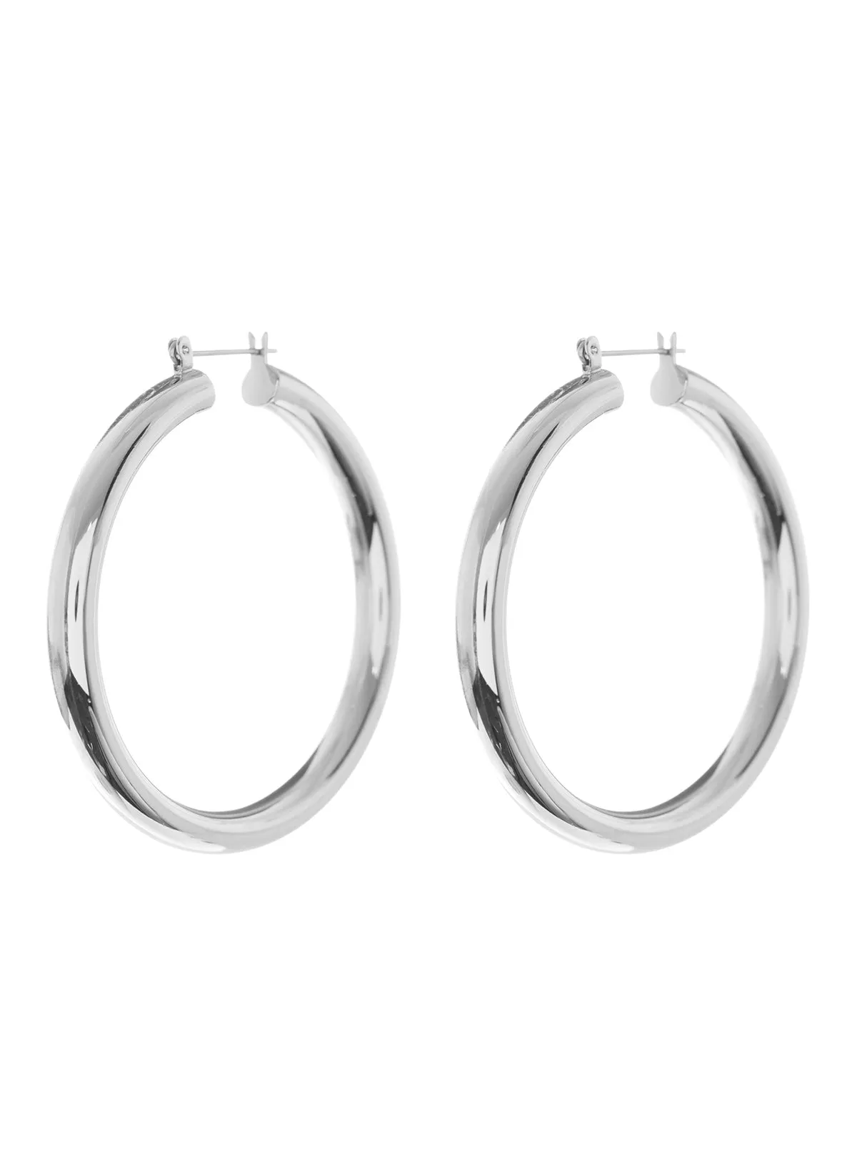 Luv Aj Amalfi Tube Hoop Earrings in Polished Rhodium Plated