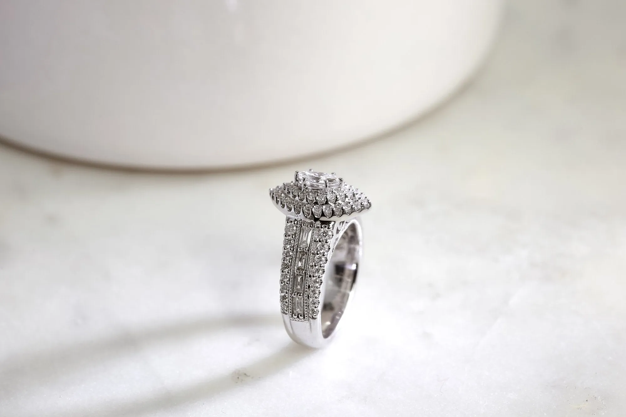 Marquise Double Halo Diamond Cluster Ring