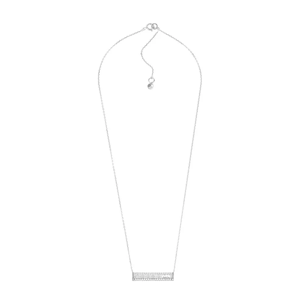 Michael Kors Sterling Silver Tapered Baguette Bar Earrings And Pendant With Chain Set