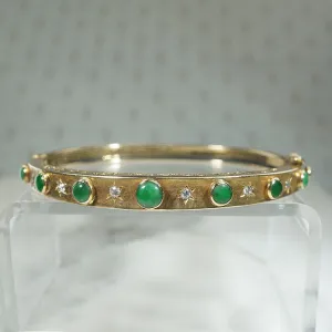 Mid-Century Jade & Diamond-Set Gold Bangle