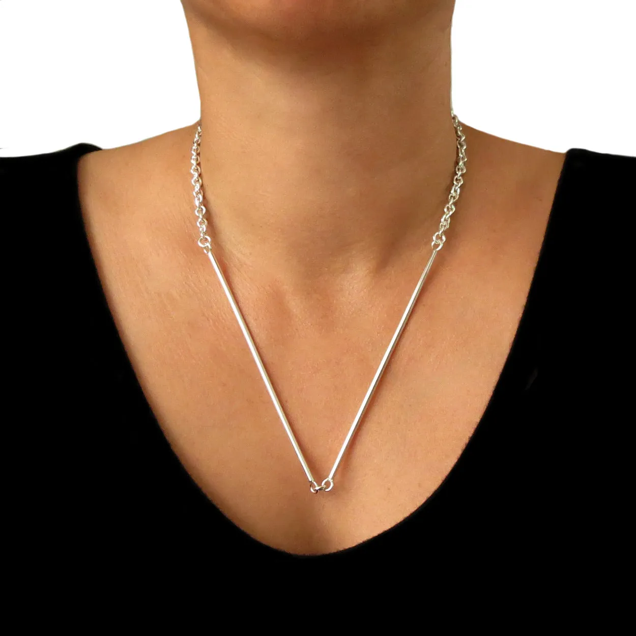 Minimalist Sterling Silver Stick Necklace