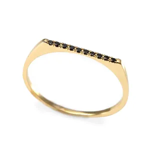 Miranda Encrusted Gold Ring Black Diamonds