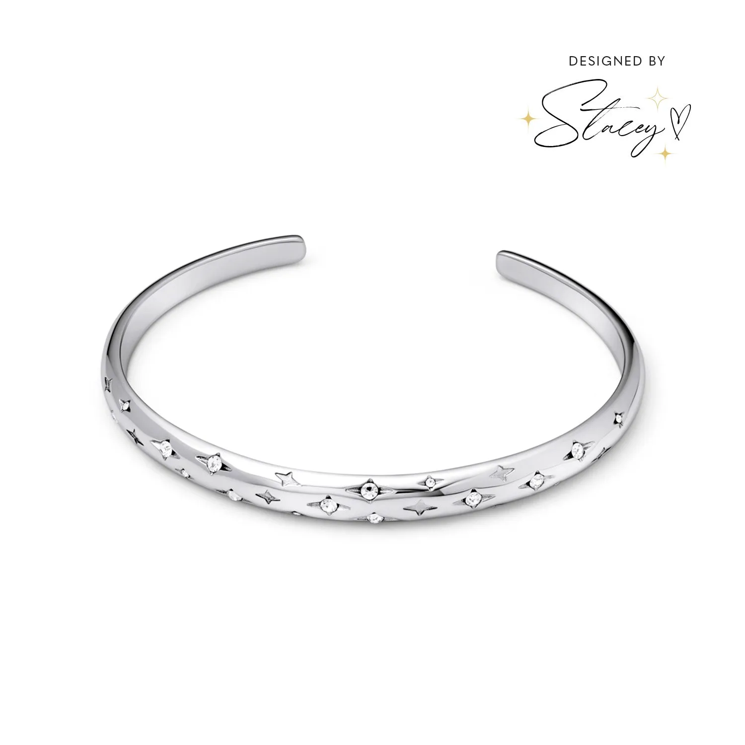 Moon and Back Bangle (Silver)