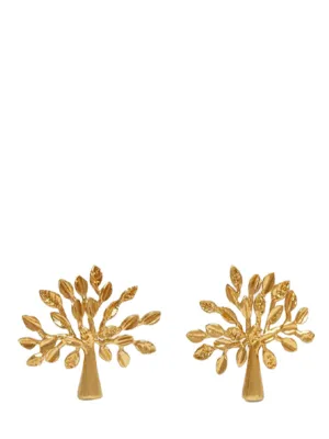 Mulberry Tree Earrings Brass Metal (Gold)