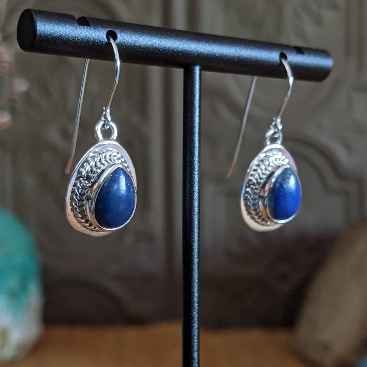 Navajo Made Lapis Teardrop Earrings SWSG-ERN-0011