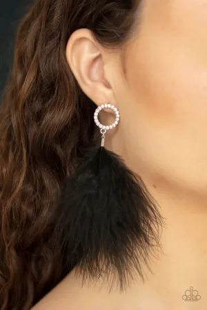 Paparazzi Earring ~ BOA Down - Black