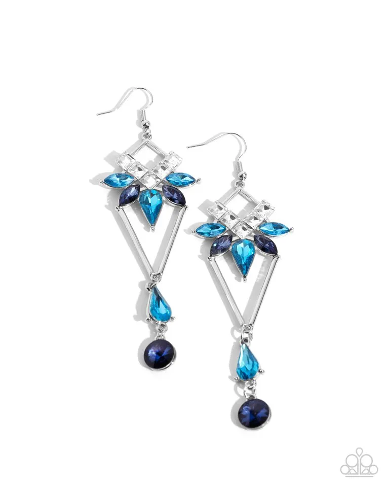 Paparazzi Earring ~ Shoulder-Dusting Shimmer - Blue