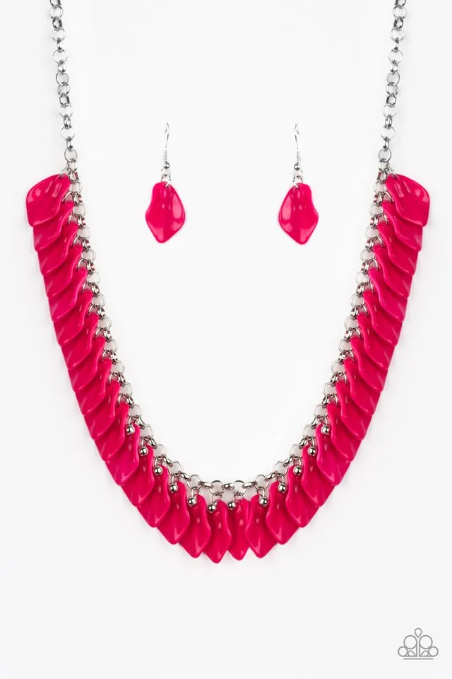 Paparazzi Necklace ~ Super Bloom - Pink