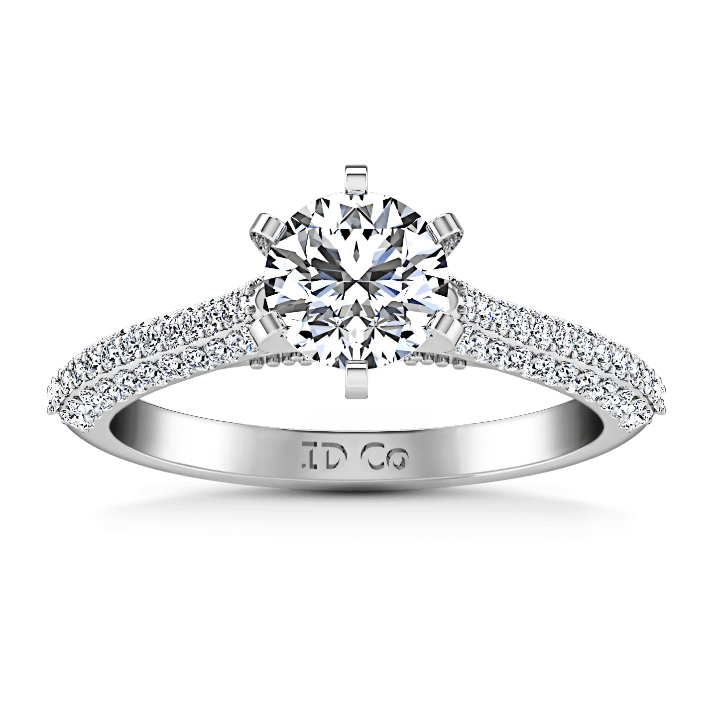 Pave Round Diamond Engagement Ring Royal 14K White Gold