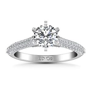 Pave Round Diamond Engagement Ring Royal 14K White Gold