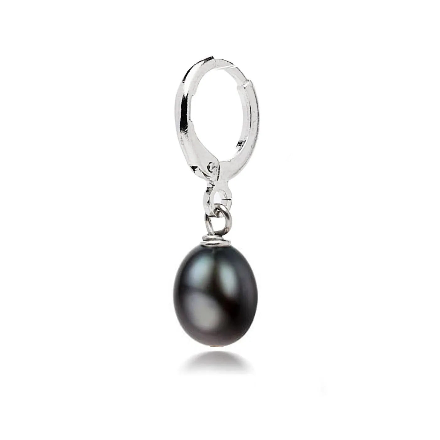 Pearl Earrings For Men - Single Hoop Earrings with Freshwater Pearls, 925 silver