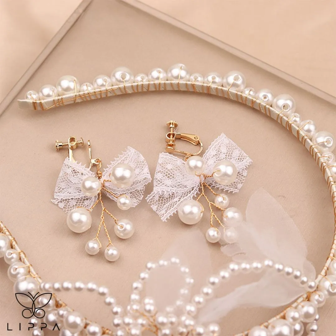 Pearl Headband with Earrings