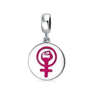 Personalized Equality Rights Dangle Charm Bead Sterling Silver for European Bracelets