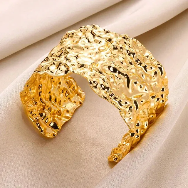 Pre Order:  Wide Bump Pattern Open Cuff Bracelets