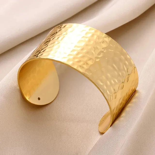 Pre Order:  Wide Bump Pattern Open Cuff Bracelets