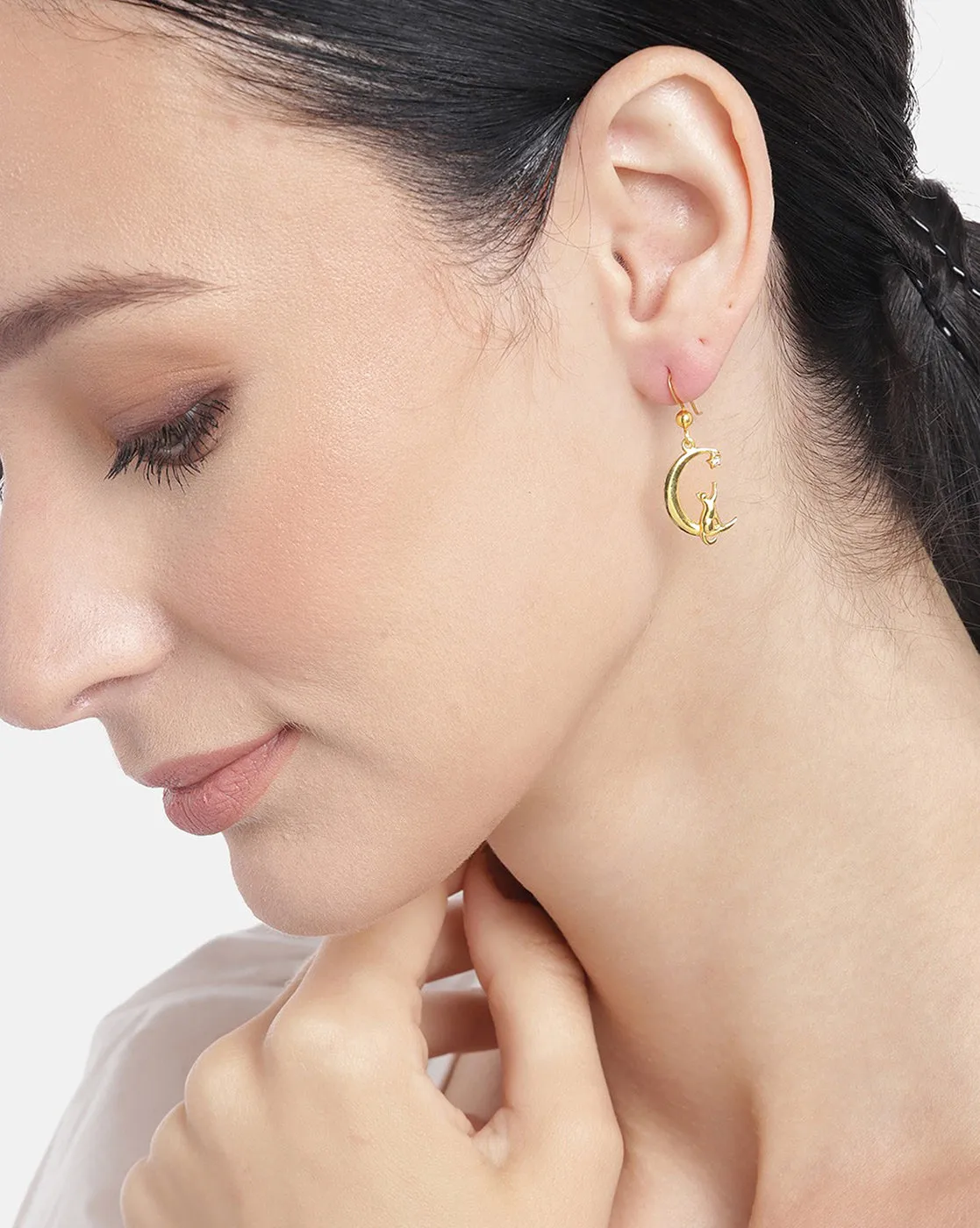 Premium Jewellery - Silver Toned Cz Studded Rhodium - Plated Contemporary Handcrafted Ear Cuff Earrings