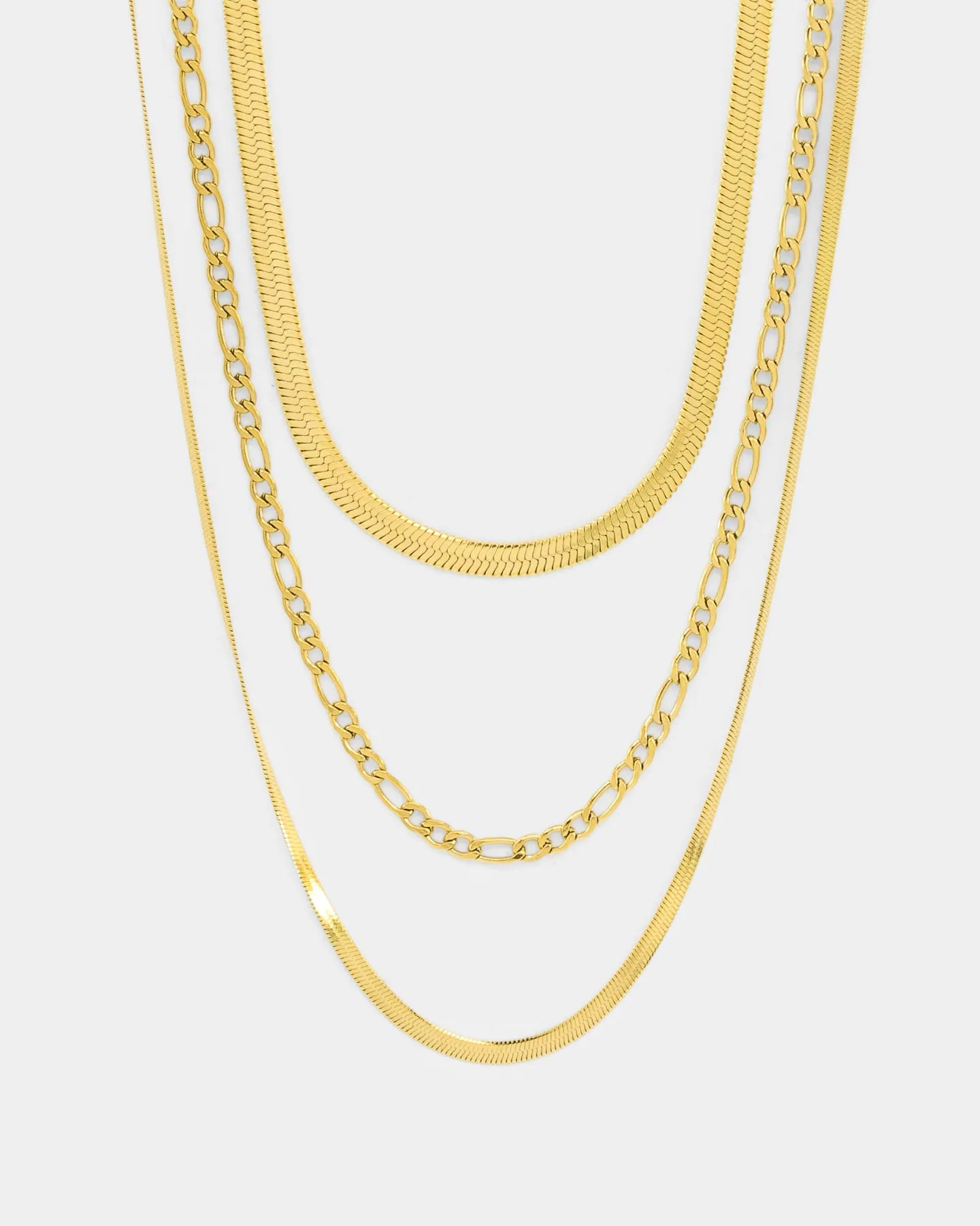 Raising Hell Women's Snake and Figaro Chain Set Gold