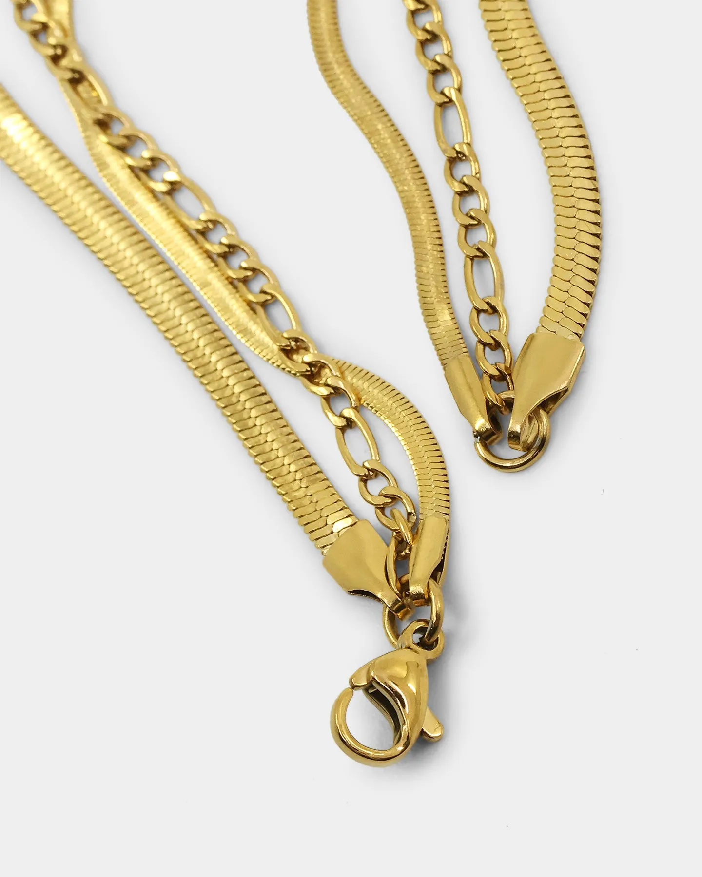 Raising Hell Women's Snake and Figaro Chain Set Gold