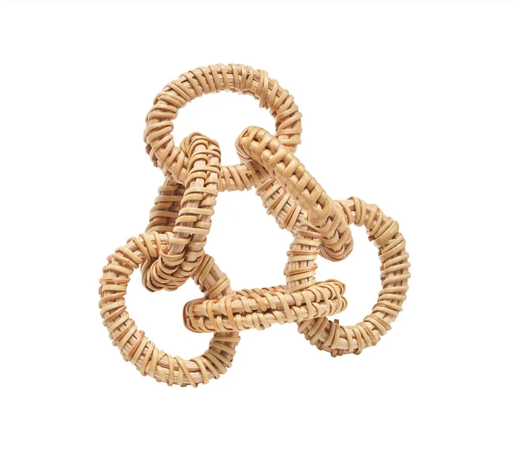 Rattan Link Napkin Ring in Natural, Set of 4