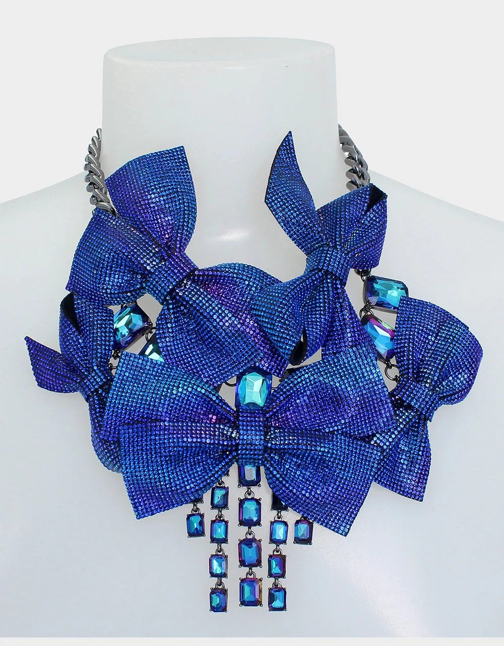 RECOLOR BOWS PAVE BOW BIB BLUE