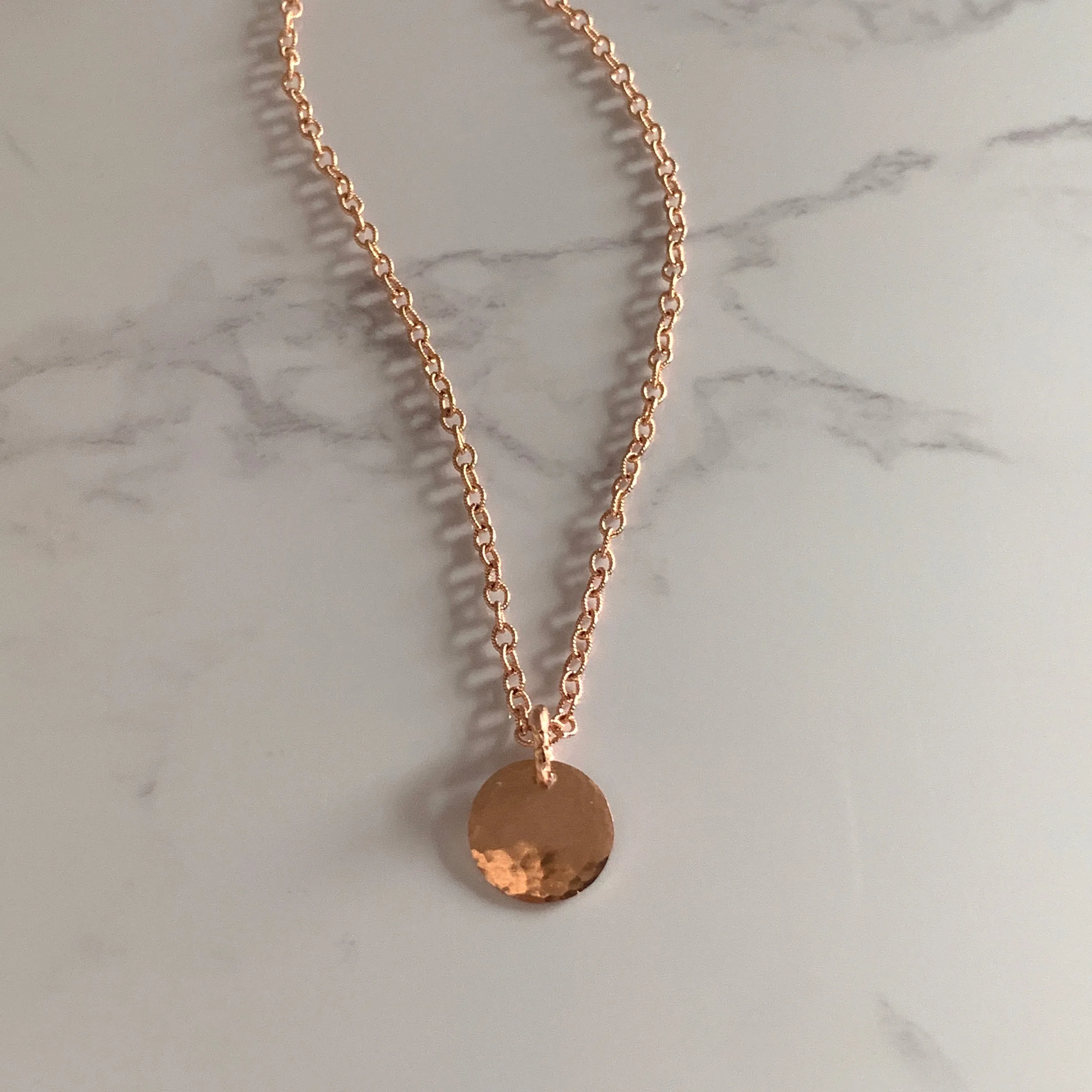 Rose Gold Hammered Disc Pendant