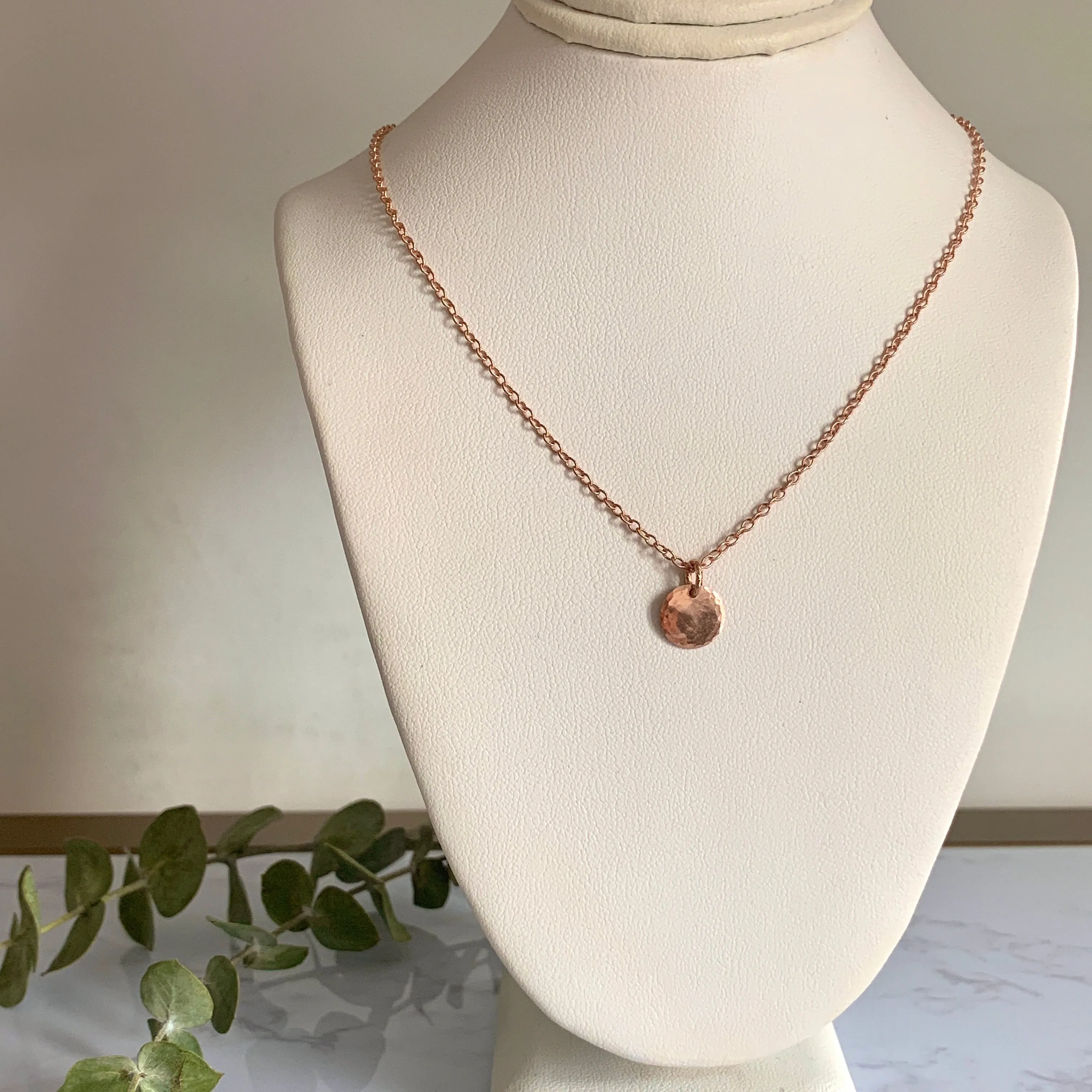 Rose Gold Hammered Disc Pendant