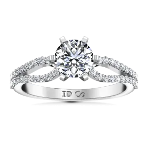 Round Diamond Pave Engagement Ring Tres Jolie 14K White Gold