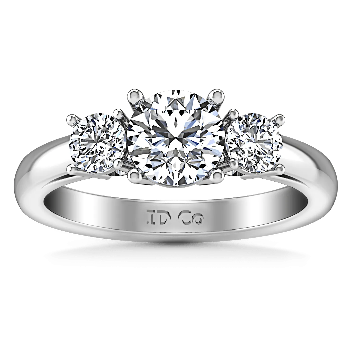 Round Diamond Three Stone Engagement Ring Alexandra 14K White Gold