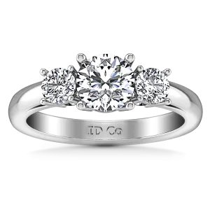 Round Diamond Three Stone Engagement Ring Alexandra 14K White Gold