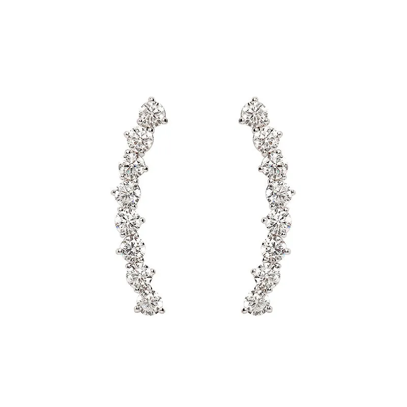 S925 CZ Climber Earrings For Women