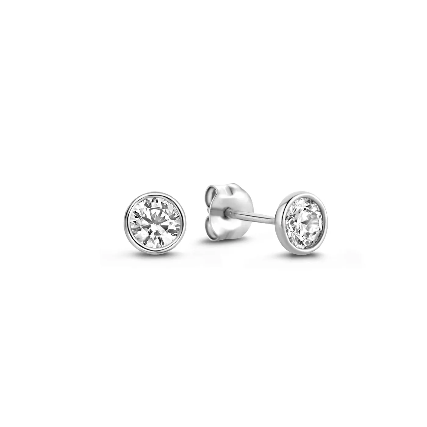 Saint Germain Juliette 14 karat white gold ear studs with zirconia stone