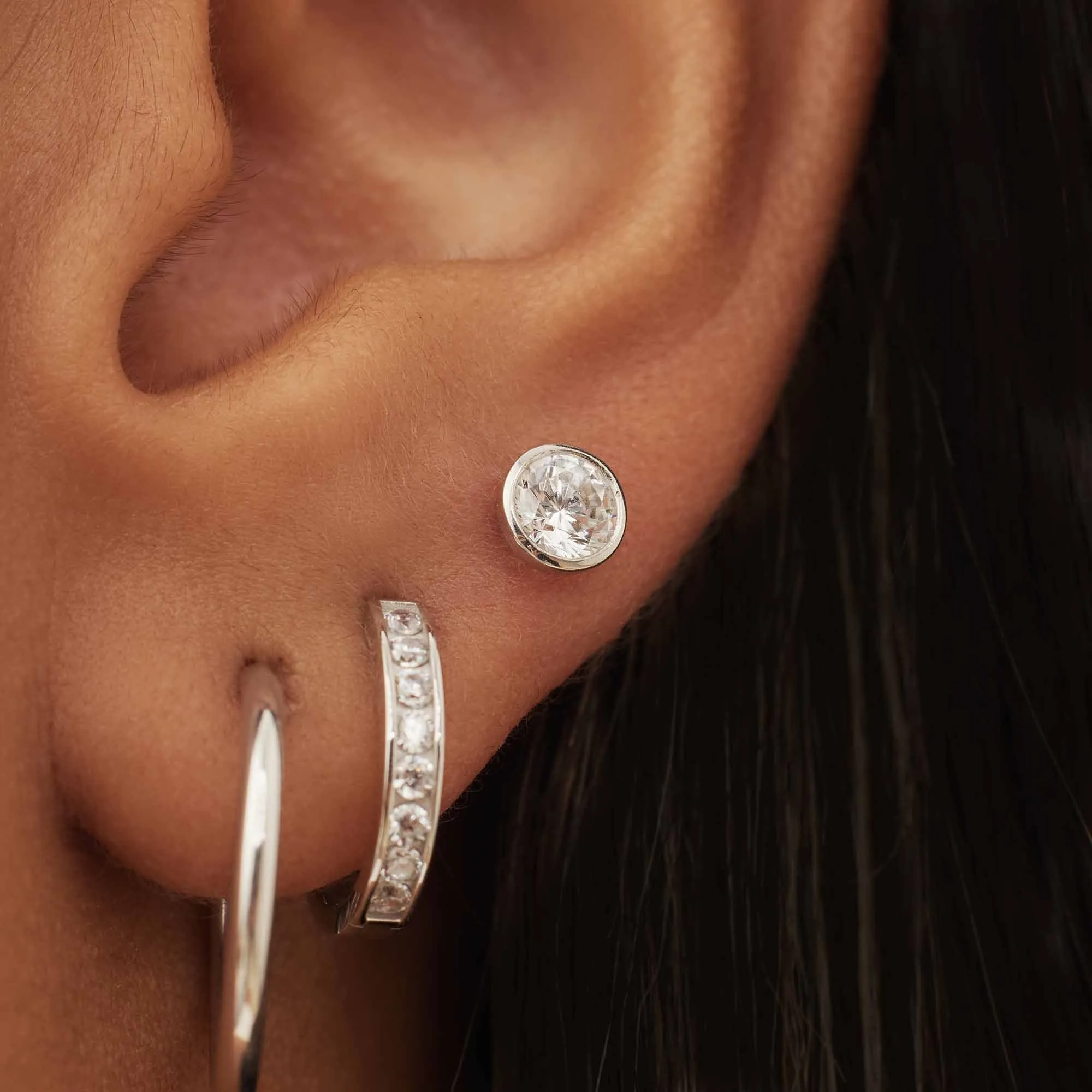 Saint Germain Juliette 14 karat white gold ear studs with zirconia stone