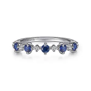 Sapphire Diamond Ring .08 Cttw 14K White Gold