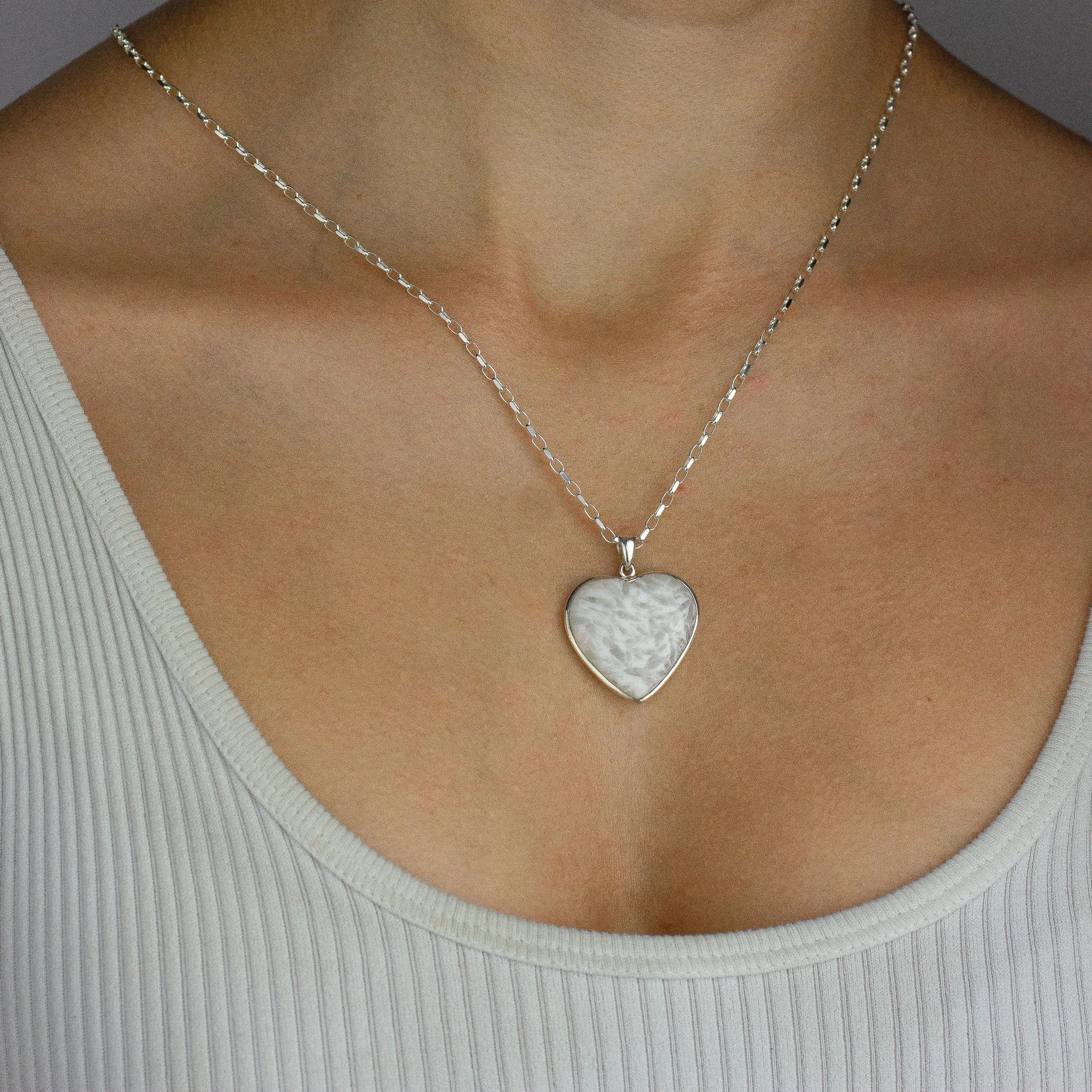 Scolecite Heart Necklace