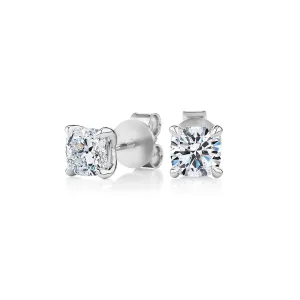 Signature Simulant Diamond 1.40 carat* TW cushion stud earrings in 14 carat white gold