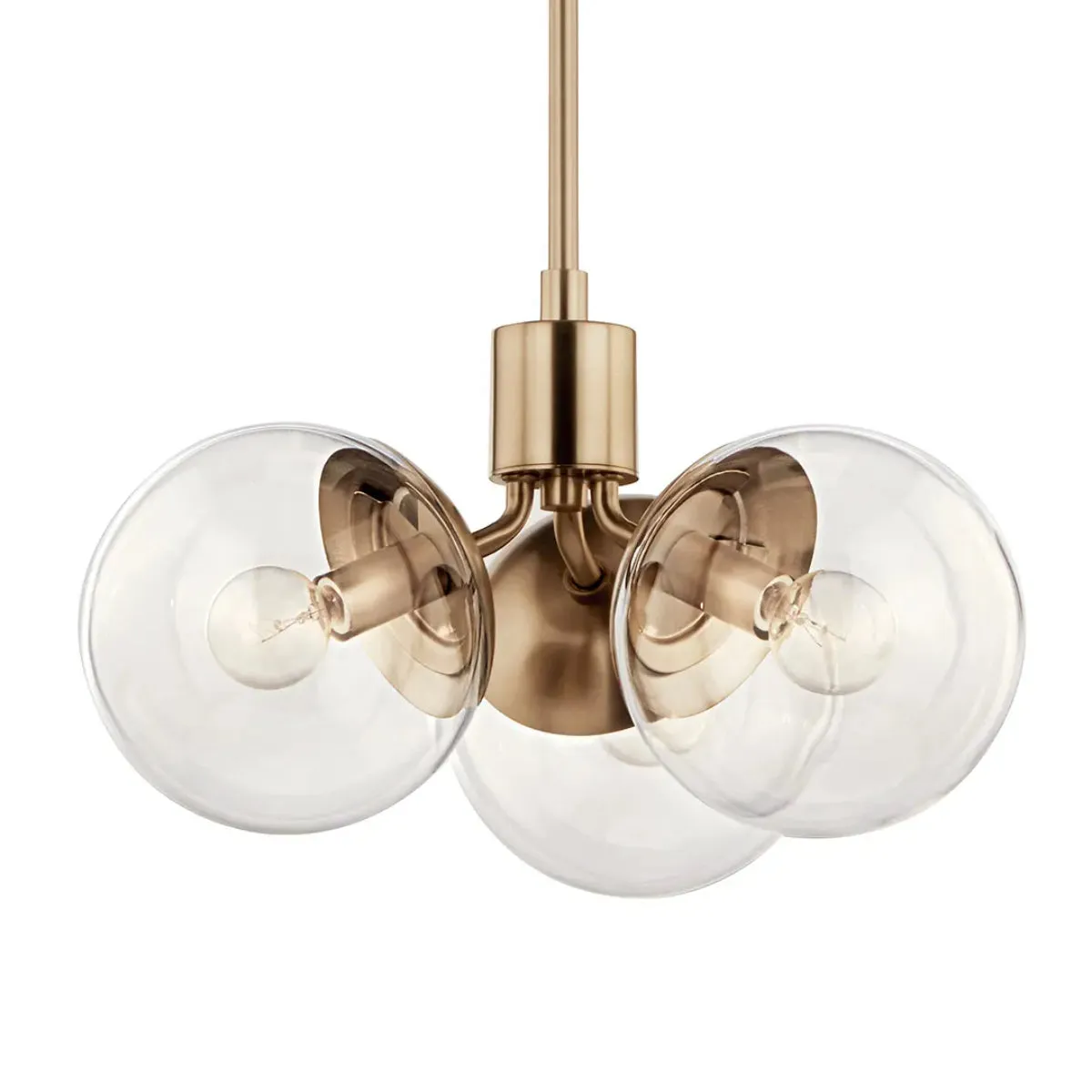 Silvarious 17" 3-Light Convertible Pendant Light with Clear Glass, Champagne Bronze Finish